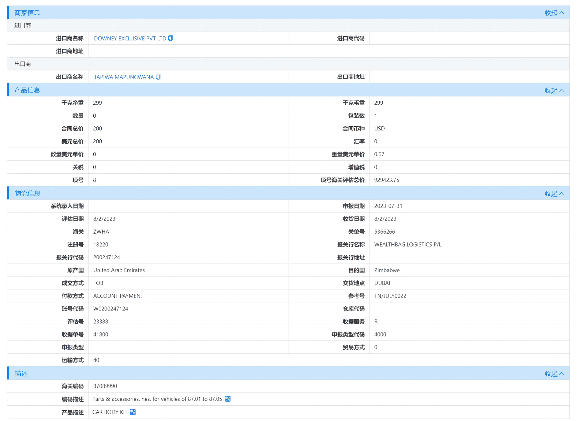 津巴布韦海关数据,海关数据,豪门国际海关数据